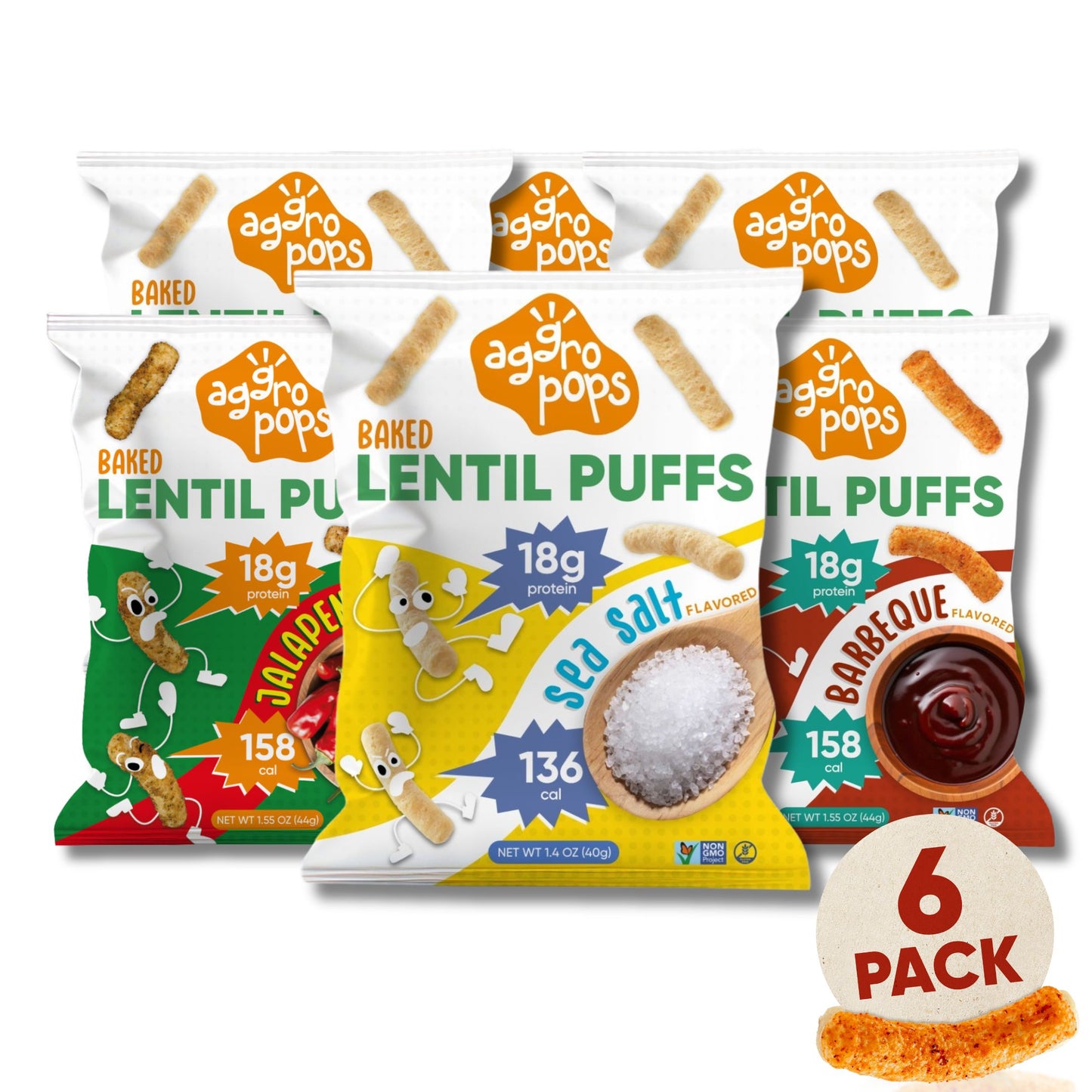 Baked Lentil Puffs | 6-Pack Carton