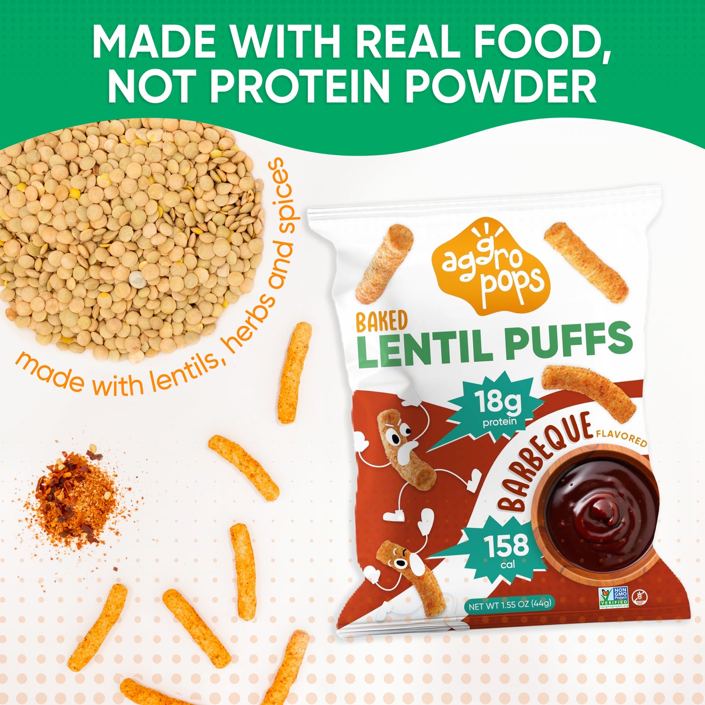 Baked Lentil Puffs | 6-Pack Carton