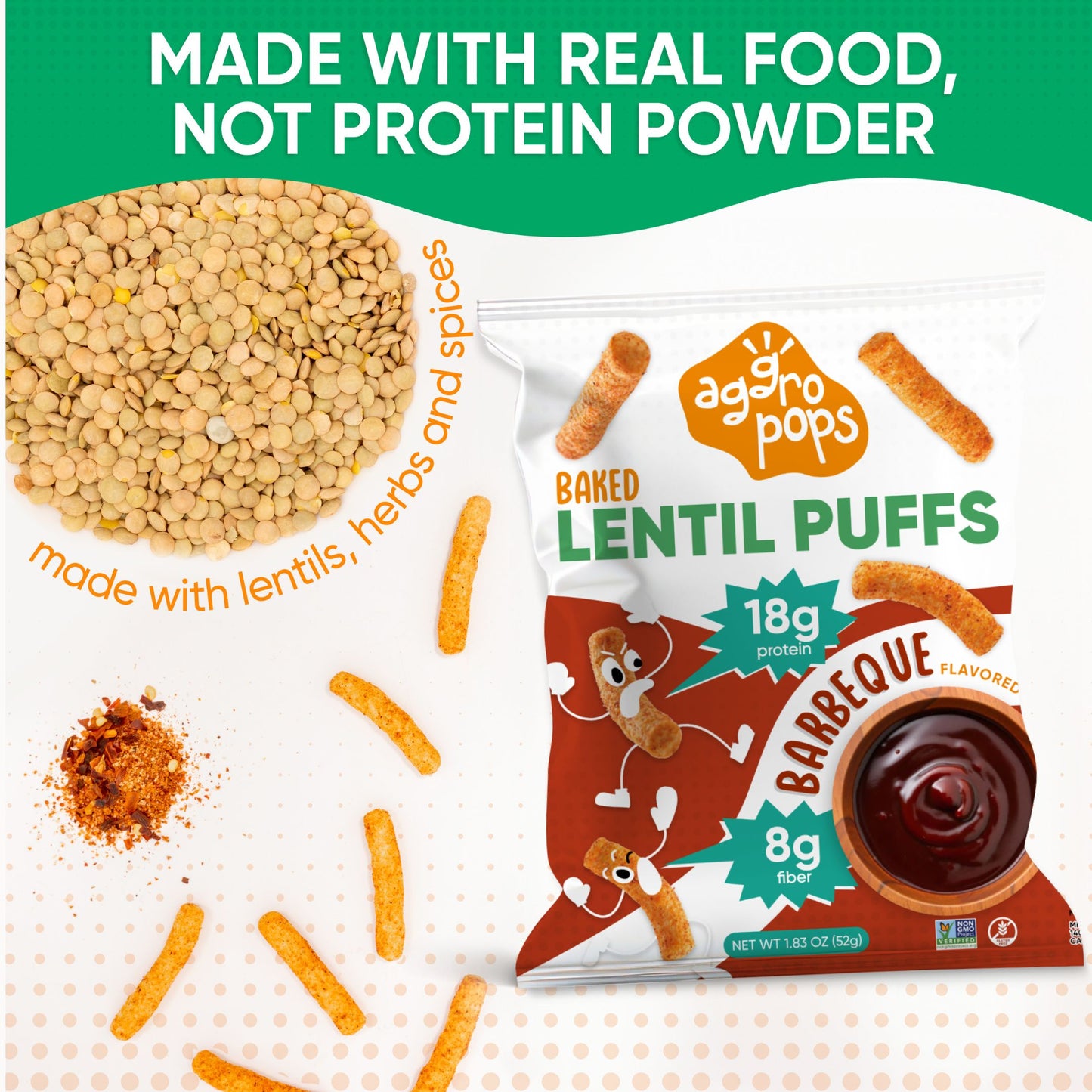 Baked Lentil Puffs | 6-Pack Carton